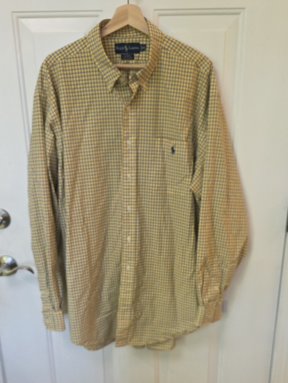 Ralph Lauren Yellow and Blue Check Button-Down Shirt